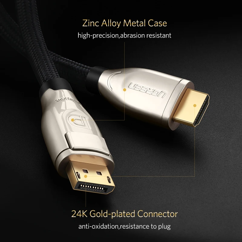 Ugreen Displayport to HDMI совместимый кабель 4K 60Hz DP HDMII адаптер 2 0 для проектора GTX 1060