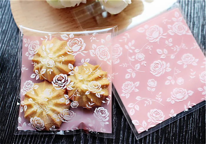 100 шт. 8x8 + 3 см Розовые розы печенье конфеты сладкое подарки мыло Виолончель
