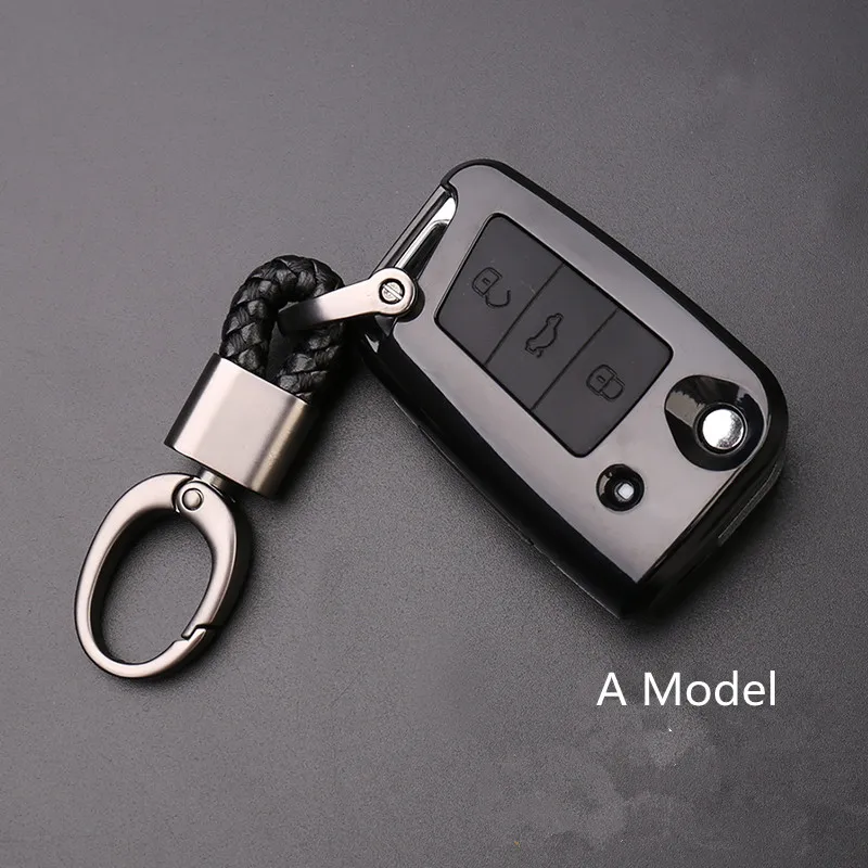 

Carbon Fiber Silicone Car Key Cover Case For Volkswagen VW MAGOTAN Tiguan MK2 2017 2018 2016 Passat B7 B8 CC For Skoda Superb A