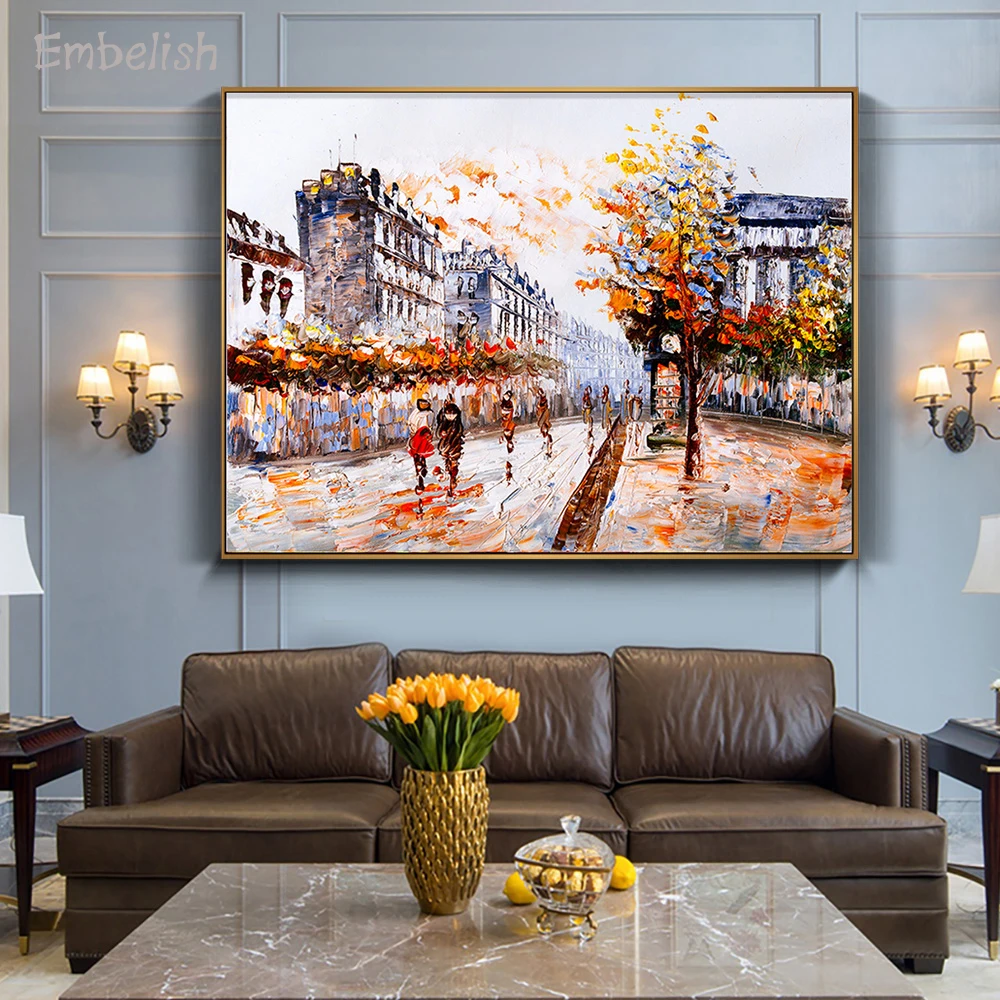 

Embelish 1 Pieces Street View of Paris Landscape Wall Art Posters For Living Room Home Decor Posters HD Print Canvas Paintings