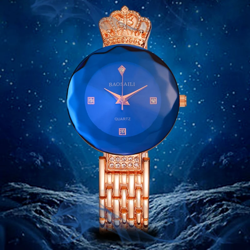 2018 новый дизайн BAOSAILI блестящие стразы роскошные часы из нержавеющей стали для