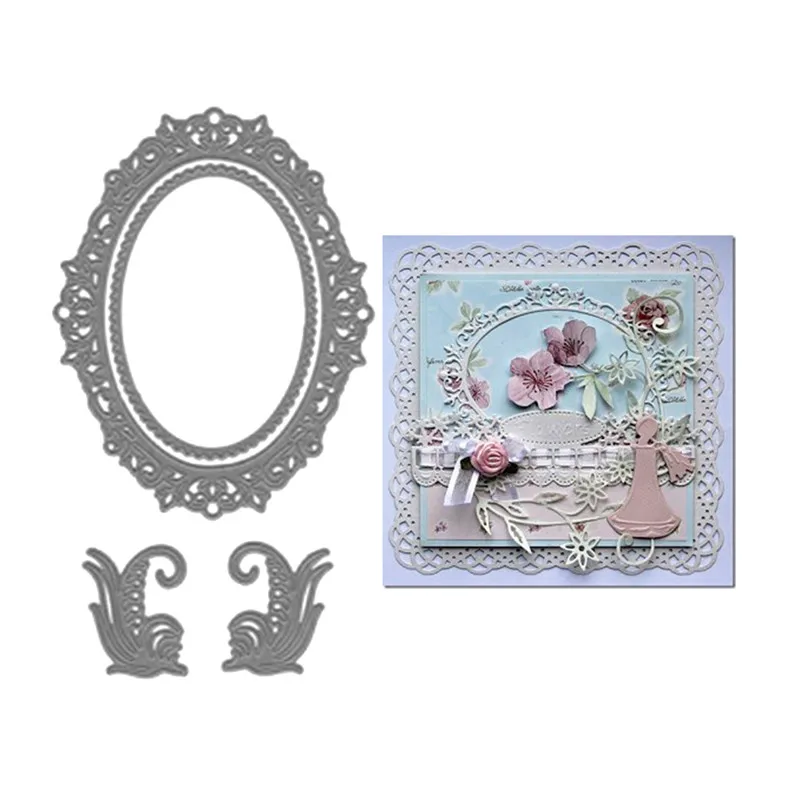 Декор овальная кружевная рамка металлические Вырубные штампы для скрапбукинга