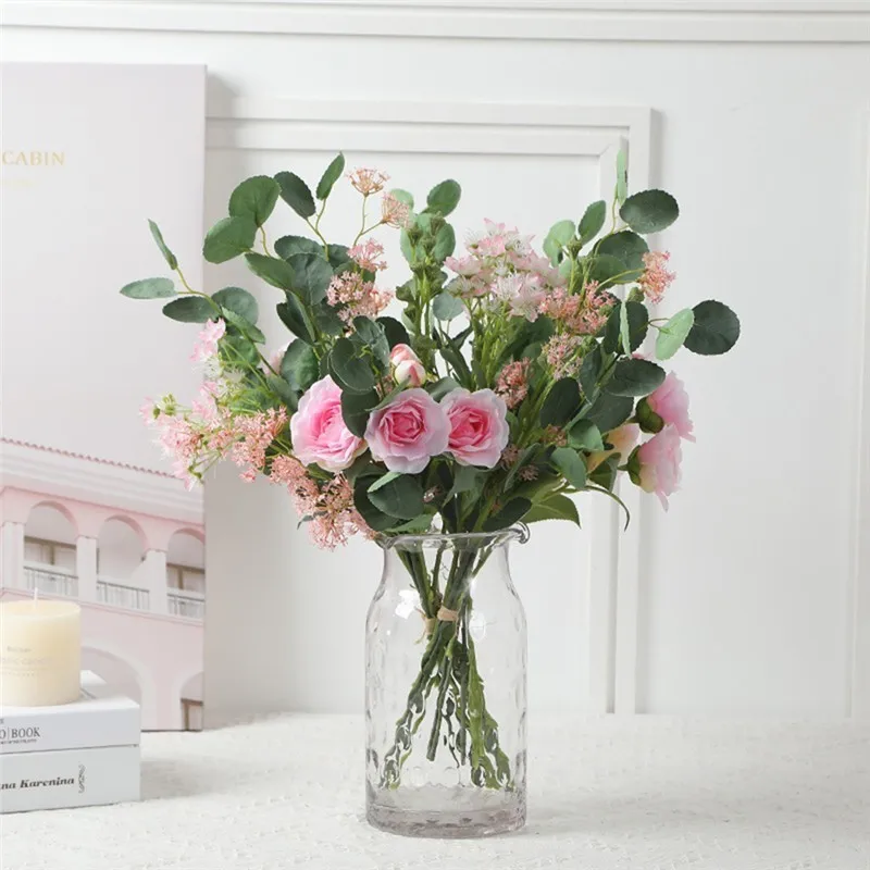 2 шт./лот поддельные розовый чай Роза Гвоздика Шелковый Искусственный цветок