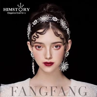 handmade baroque flannelette headband crystal flower rhinestone bead tiara hair bands accessories wedding hair jewelry gifts