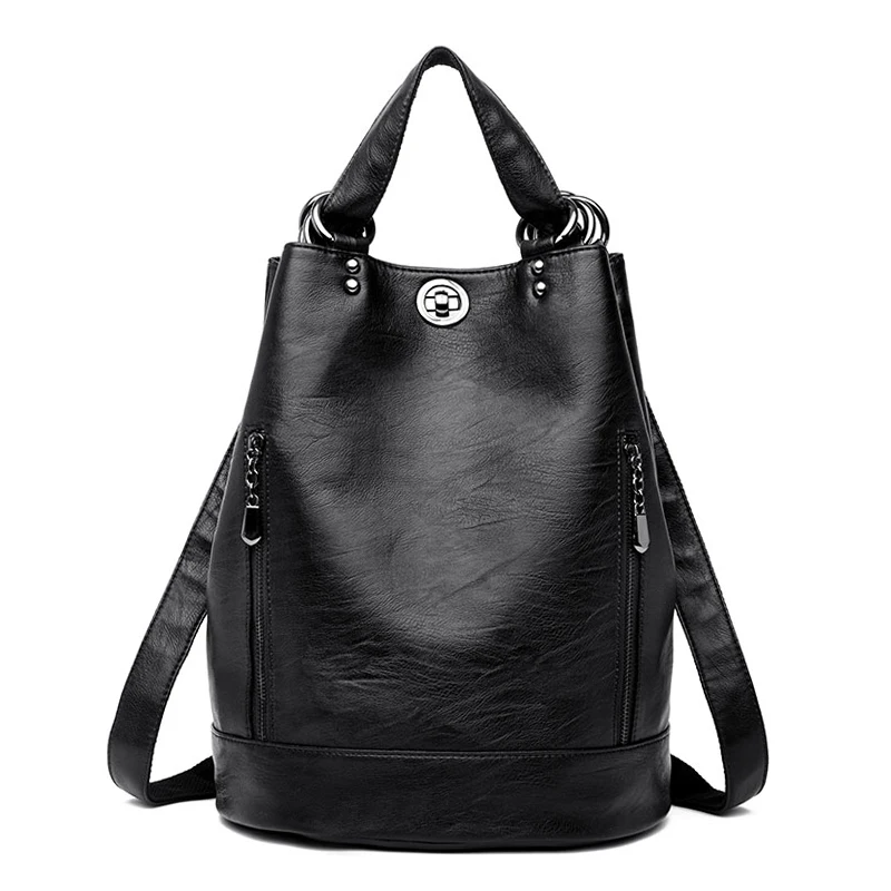 Fashion Women Backpacks Big Capacity PU Leather Backpack Multifunction Teenagers Female Shoulder Bags Sac A Dos Travel Back Pack | Багаж и