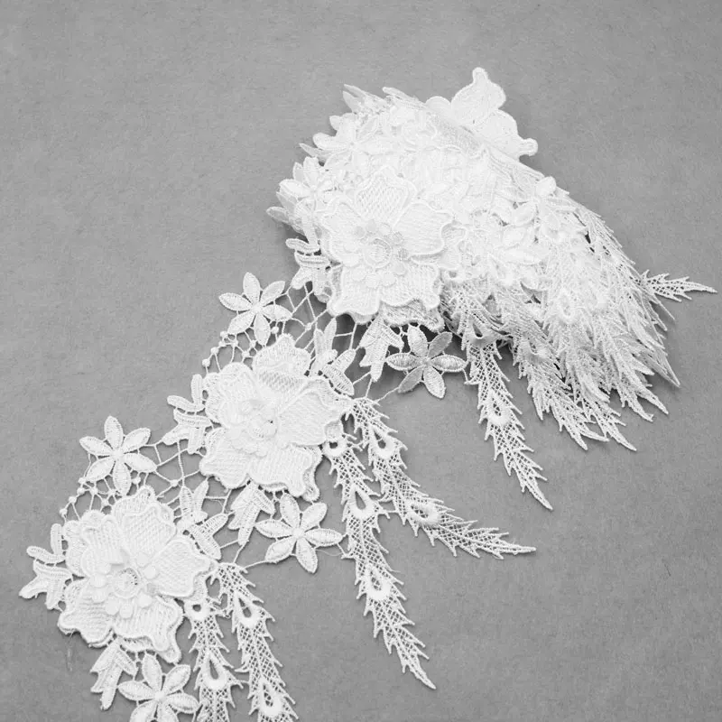 2 ярдов белая аппликация с кружевной отделкой цветок кисточкой полиэстер шнур