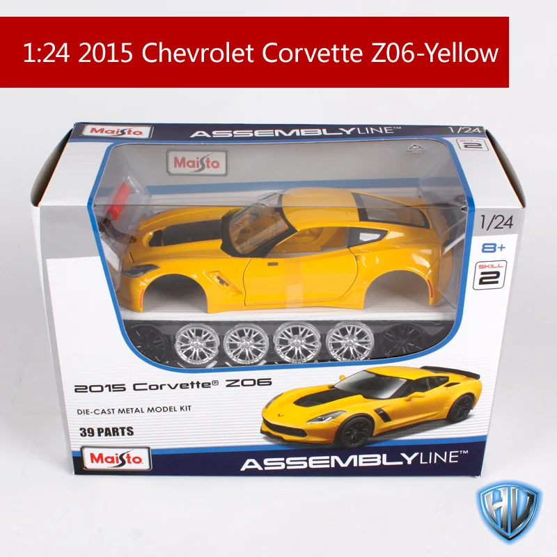 Maisto 1:24 chevrolet corvette z06 сборная линия желтый автомобиль литья под давлением Набор 39