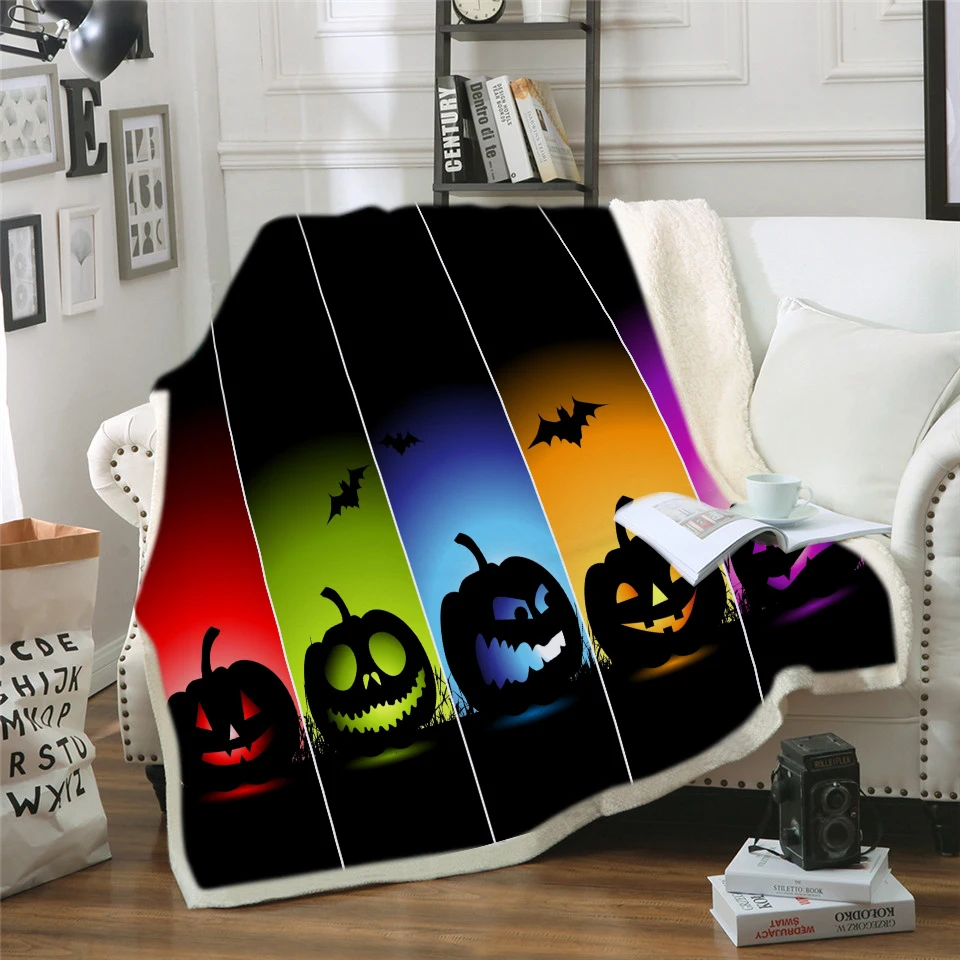 Halloween Wearable Blanket Pumpkin Witch Thick Winter Sofa Bedding Throw for Adults Kids Home Cobija Cobertor | Дом и сад