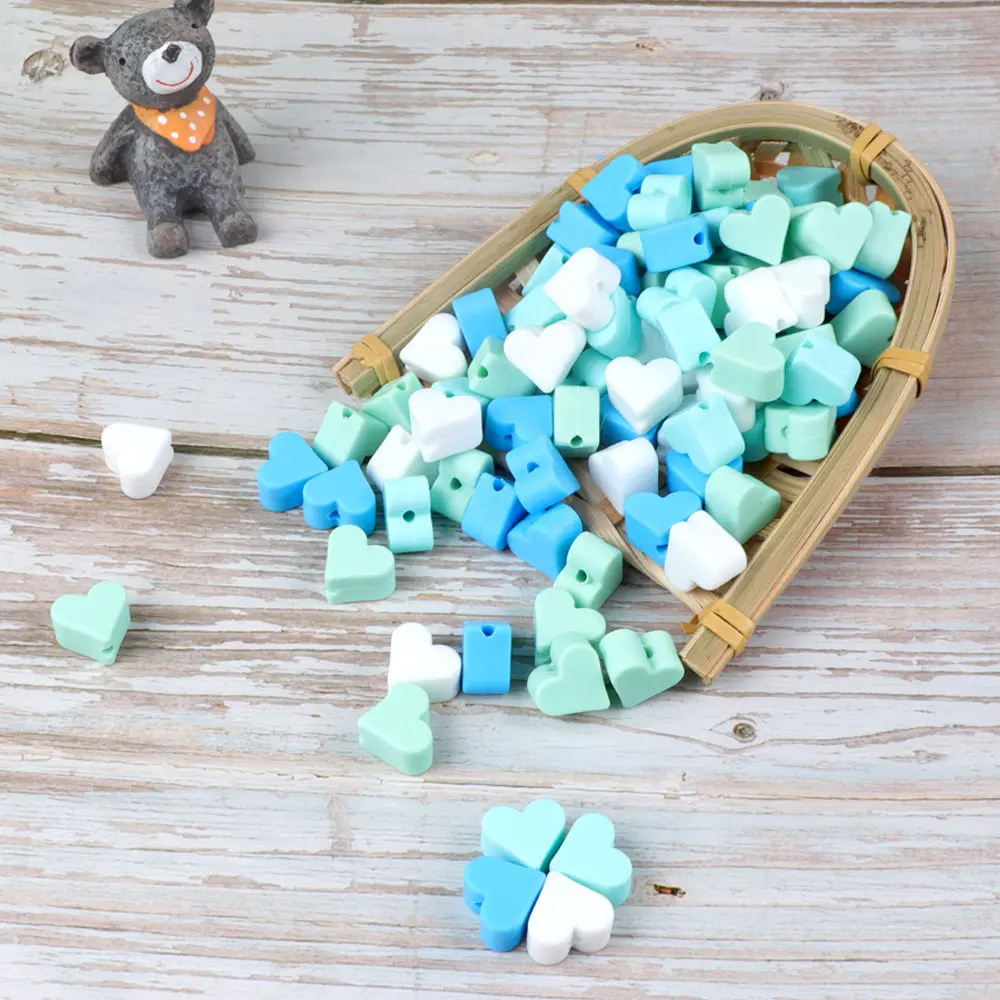 

TYRY.HU 20pc Baby Silicone Teething Beads Mini Heart Shape BPA Free Chewable Beads For DIY Jewelry Baby Gift Toy Accessories