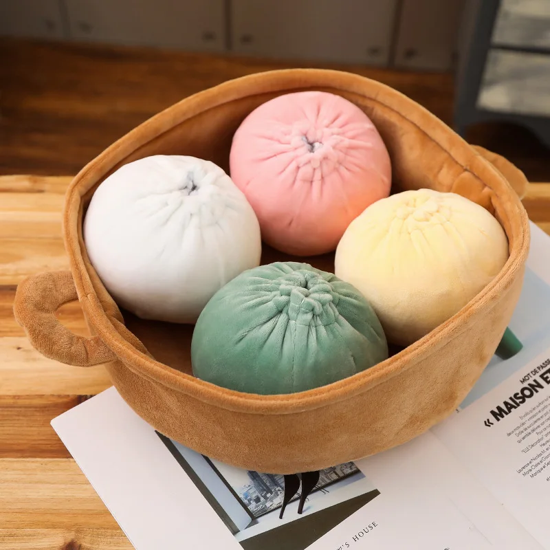 

candice guo super cute plush toy emulational food steamed bun colors meat bun soft stuffed doll creative birthday Christmas gift