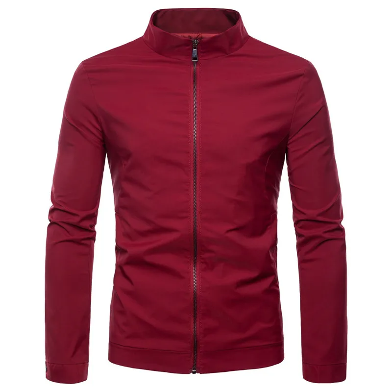 

British Style Men Cotton Blend Solid Color Slim Jacket Casual Men Stand Collar Jacket Coats For Young Nice New Autumn S-2XL