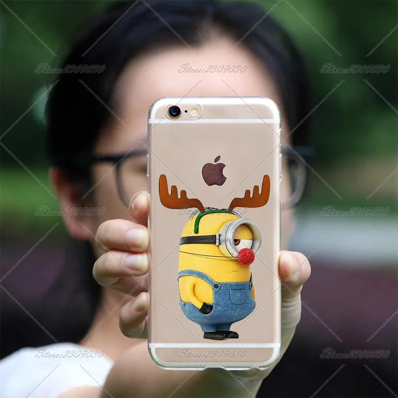 Милый Забавный чехол Санта-Клауса с Рождеством для iPhone Xs 8 6 6S Plus X 5 5S SE 7 Прозрачный