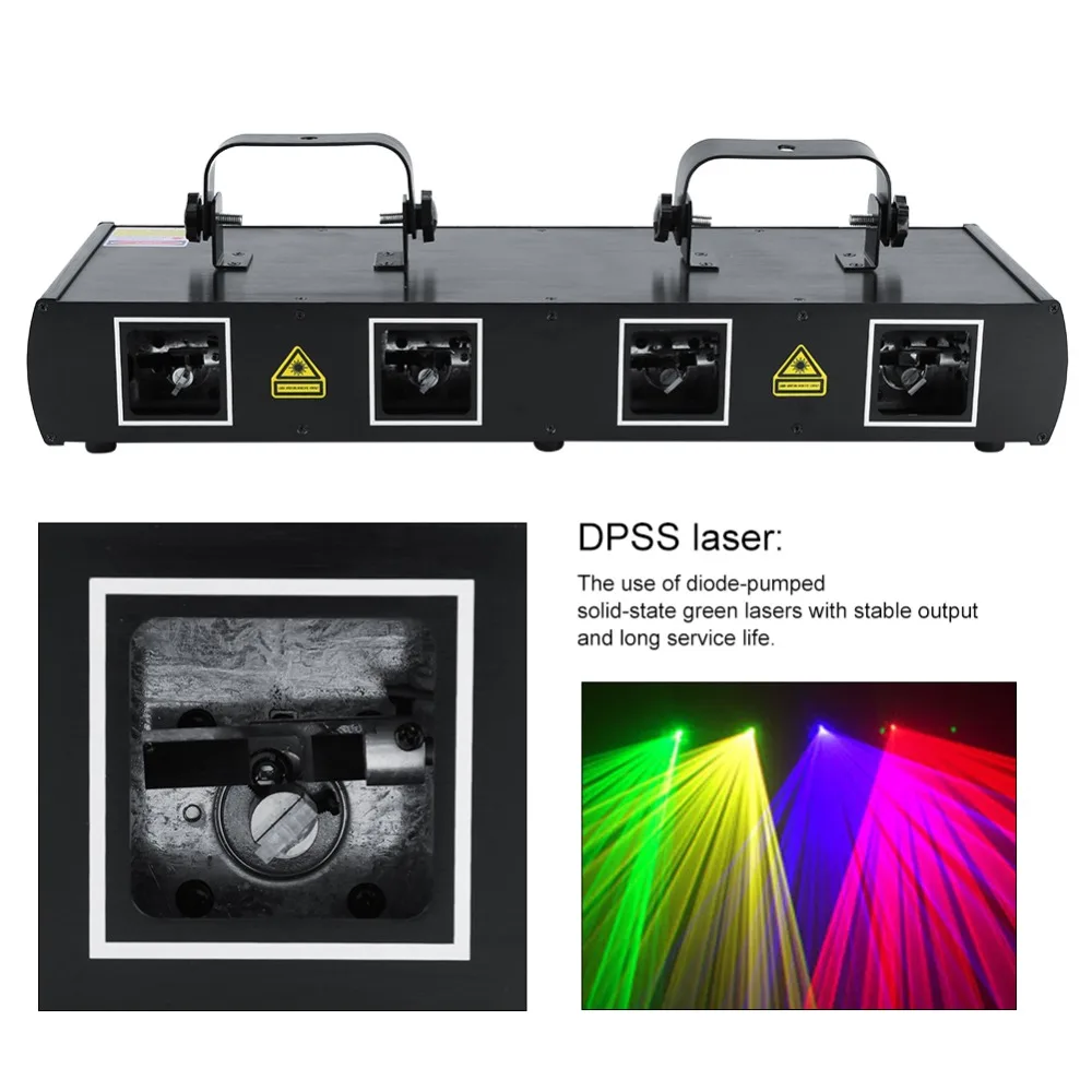 4 объектива 30 Вт лазерный сценический светильник 7CH DMX512 Звук Активированный DJ
