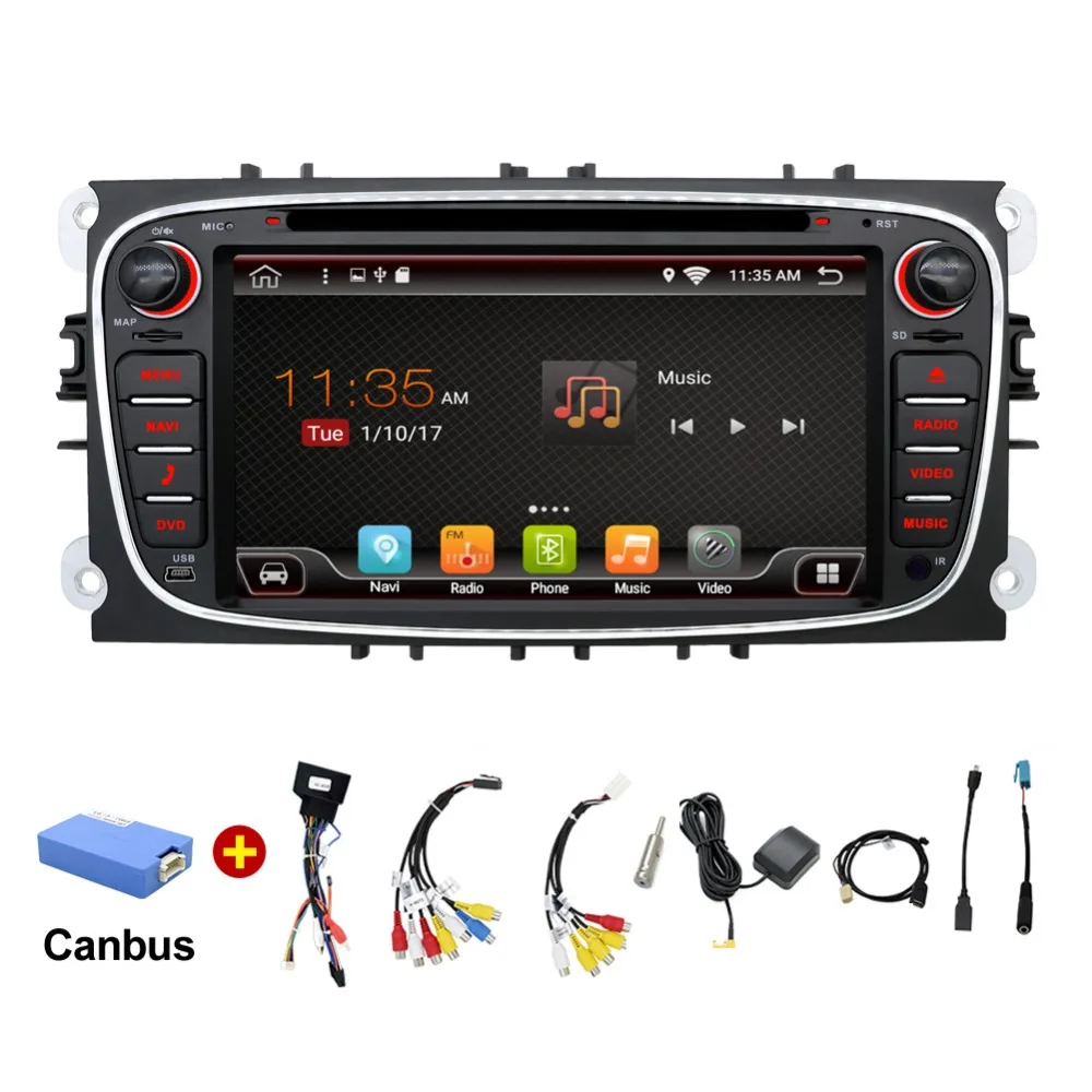 2 din автомагнитола gps Android 7,1 автомобильный DVD для Ford Focus 2 Mondeo C-max S max Galaxy с Wifi 3g BT аудио Радио стерео головное устройство