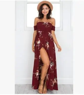 

1pcs/lot bohemian style woman print beach dress lady strapless flower long dress female sexy print dress