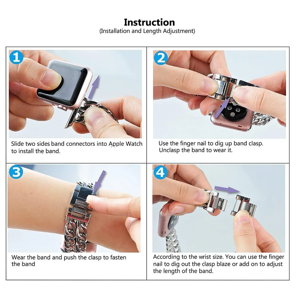 

Link Bracelet strap For Apple Watch band 44mm 40mm correa apple watch 42mm 38 mm Stainless Steel belt iwatch series 6 se 5 4 3 2