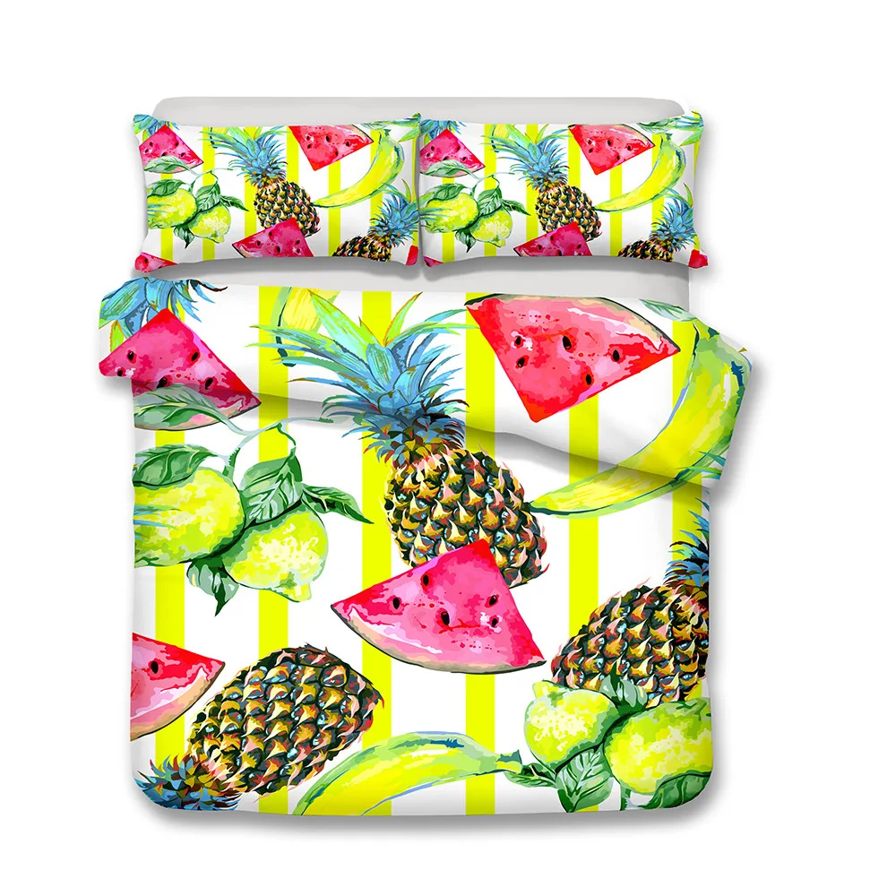 

New 3D orange pear watermelon lemon Duvet Cover 2pcs/3pcs European American Family student dormitory Quilt cover pillowcase