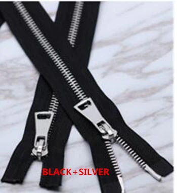 BLACK SILVER 1 шт. швейная фурнитура № 5 зубная щетка с двумя головками и двухсторонний свет Золотая и серебряная металлическая молния высокого качества куртка кожаного жакета типом медная молния - Цвет: BLACK SILVER