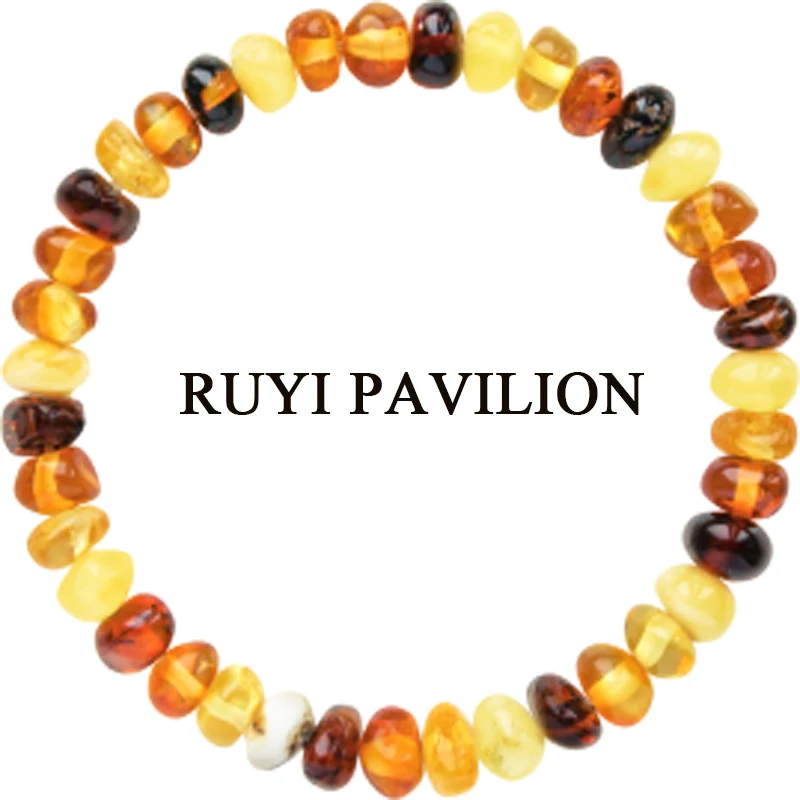 5-color Bracelet RUYI павильон натуральный браслет из Балтики янтарный браслет для женщин ювелирные изделия женский барокко Коньячный цвет малиновый янтарь 17 см-19 см - Цвет камня: 5-color Bracelet