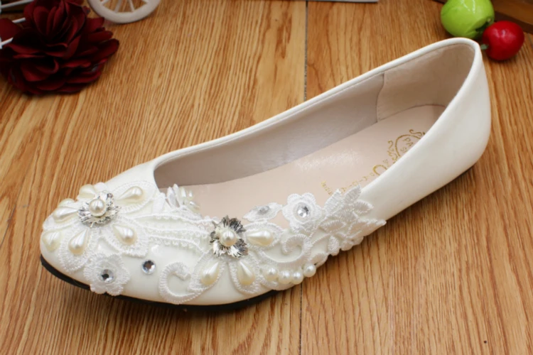 Свадебные туфли на плоской подошве женские свадебные цвета слоновой кости с