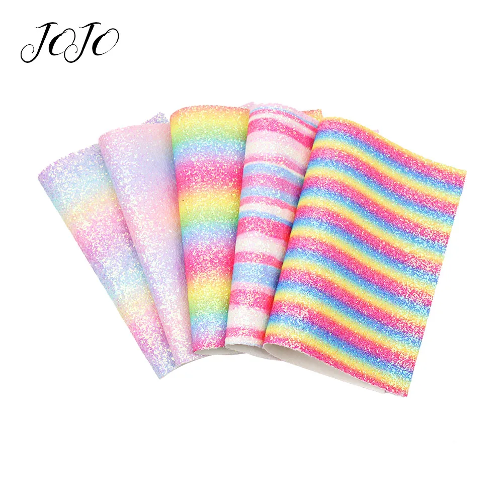 

JOJO BOWS 22*30cm Sparkly Chunky Glitter Fabric Rainbow Sheet For Clothing DIY Bag Hair Bows Material Holiday Party Decoration
