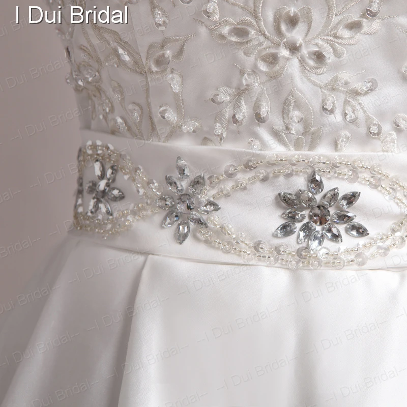 Роскошное бальное платье с вышивкой из стекла и кристаллов свадебное сделанное