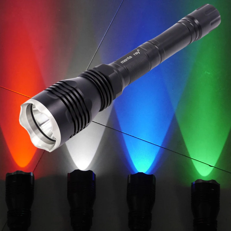 Красный зеленый синий белый свет охотничий фонарик из нержавеющей стали