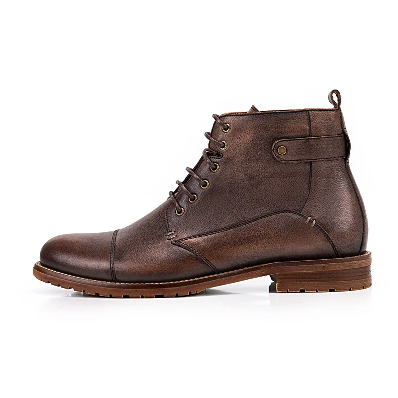 Новинка; кожаные повседневные мужские ботинки; сезон осень-зима; коллекция года; ботинки из натуральной кожи; мужские Ботильоны; Мужская зимняя обувь - Цвет: Brown