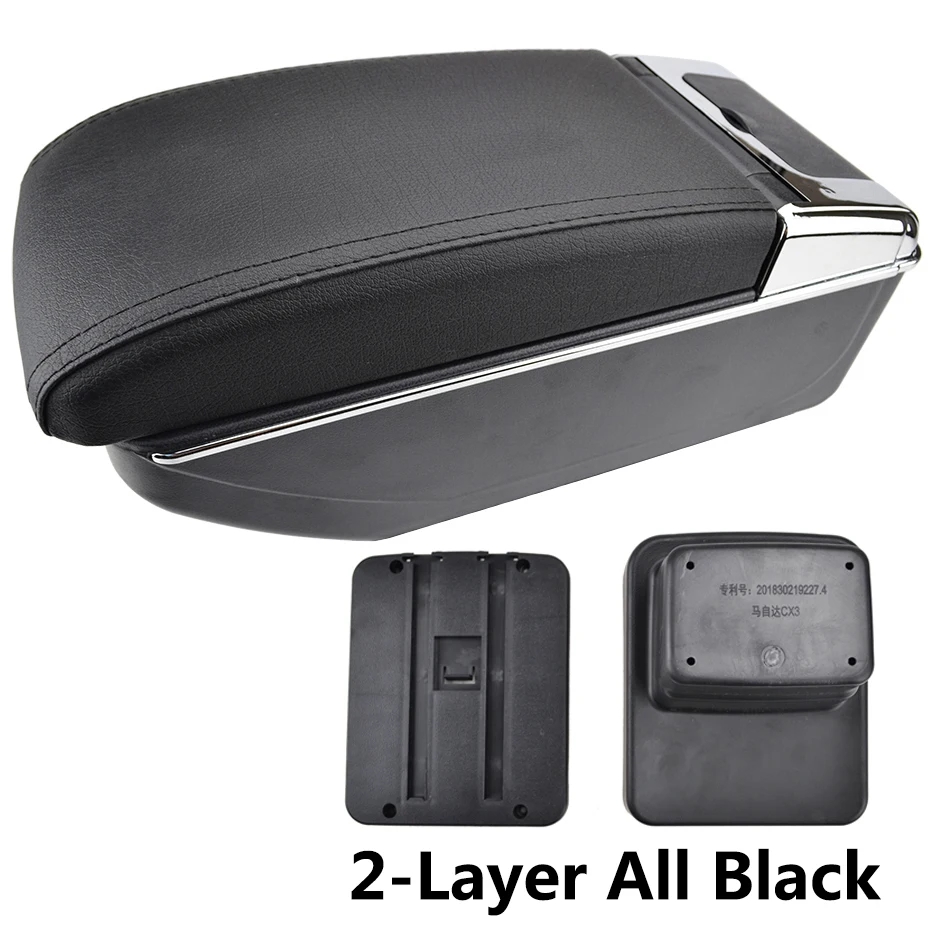 2-Layer All Black Xukey центральный подлокотник для Mazda CX-3- консоль Центр черный хранение автомобиля Стайлинг коробка пепельница - Название цвета: 2-Layer All Black