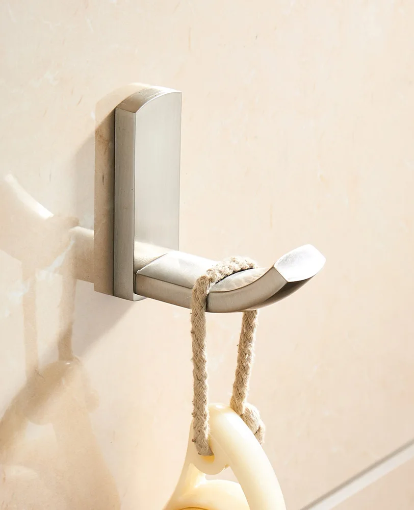 Single Robe Hook Набор аксессуаров для ванной комнаты, крючок для полотенец, держатель для туалетной бумаги, кольцо для полотенец, настенное крепление, матовая отделка, твердая латунь - Цвет: Single Robe Hook