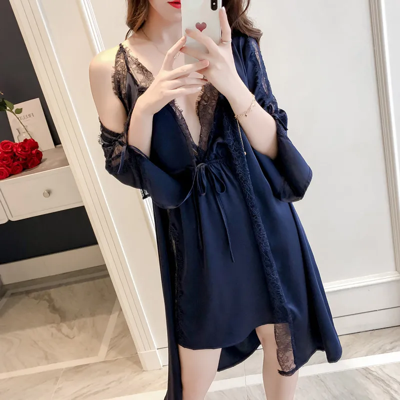 Женский пижамный комплект MECHCITIZ пижама из сатина и шелка на шнурках домашний