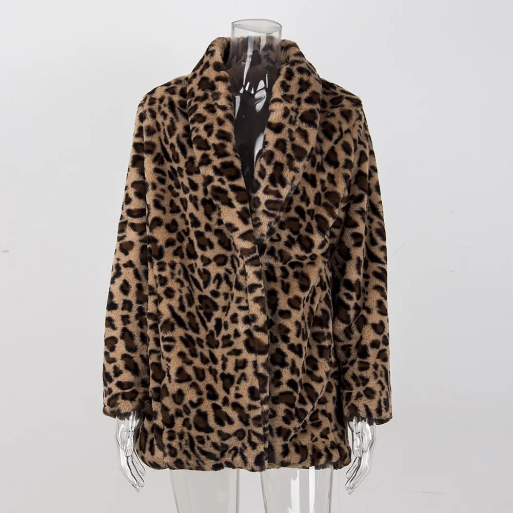 

TUHAO Office Lady Luxury Faux Fur Coat for Women Coat Winter Warm Fashion Leopard Artificial Fur Women's Coats Jacket