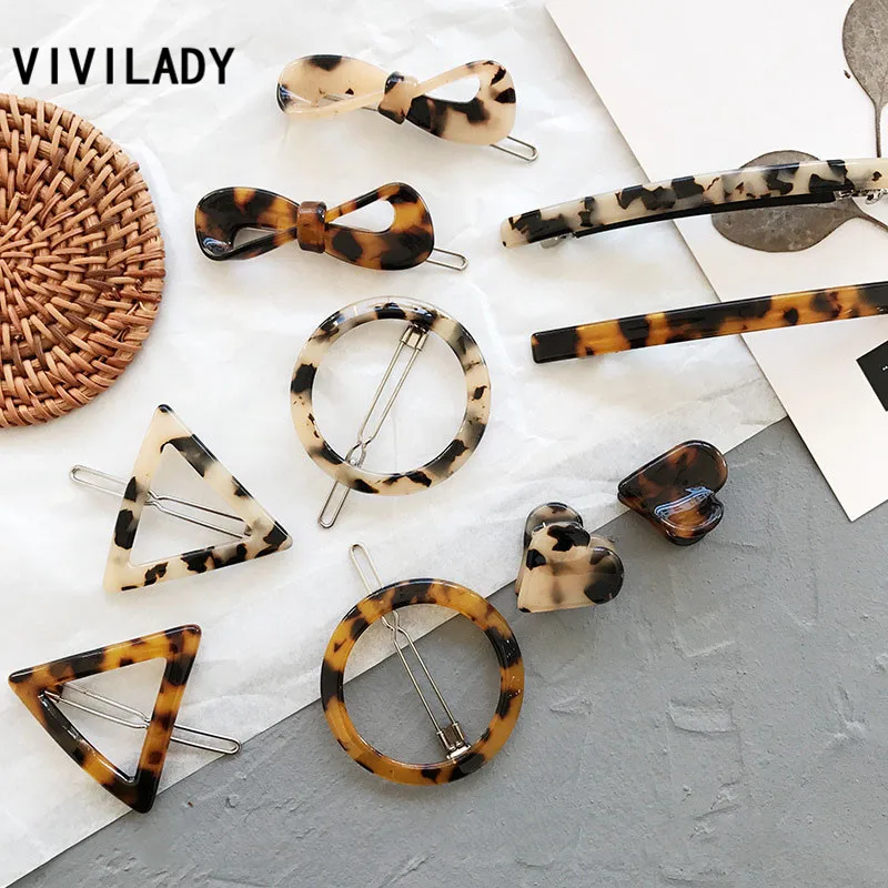 VIVILADY, уксусная кислота, черепаха, Геометрическая, для женщин, заколка, сердце, узел, модный держатель, аксессуары для волос для женщин, очаровательные заколки для волос