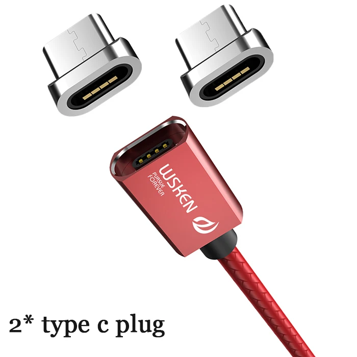 type c with 2 plugs WSKEN кабель Micro USB Магнитный зарядный кабель для iPhone Xs Max Xr type C USB C Быстрая зарядка данных для samsung S9 Note8 S8 type-C - Цвет: type c with 2 plugs