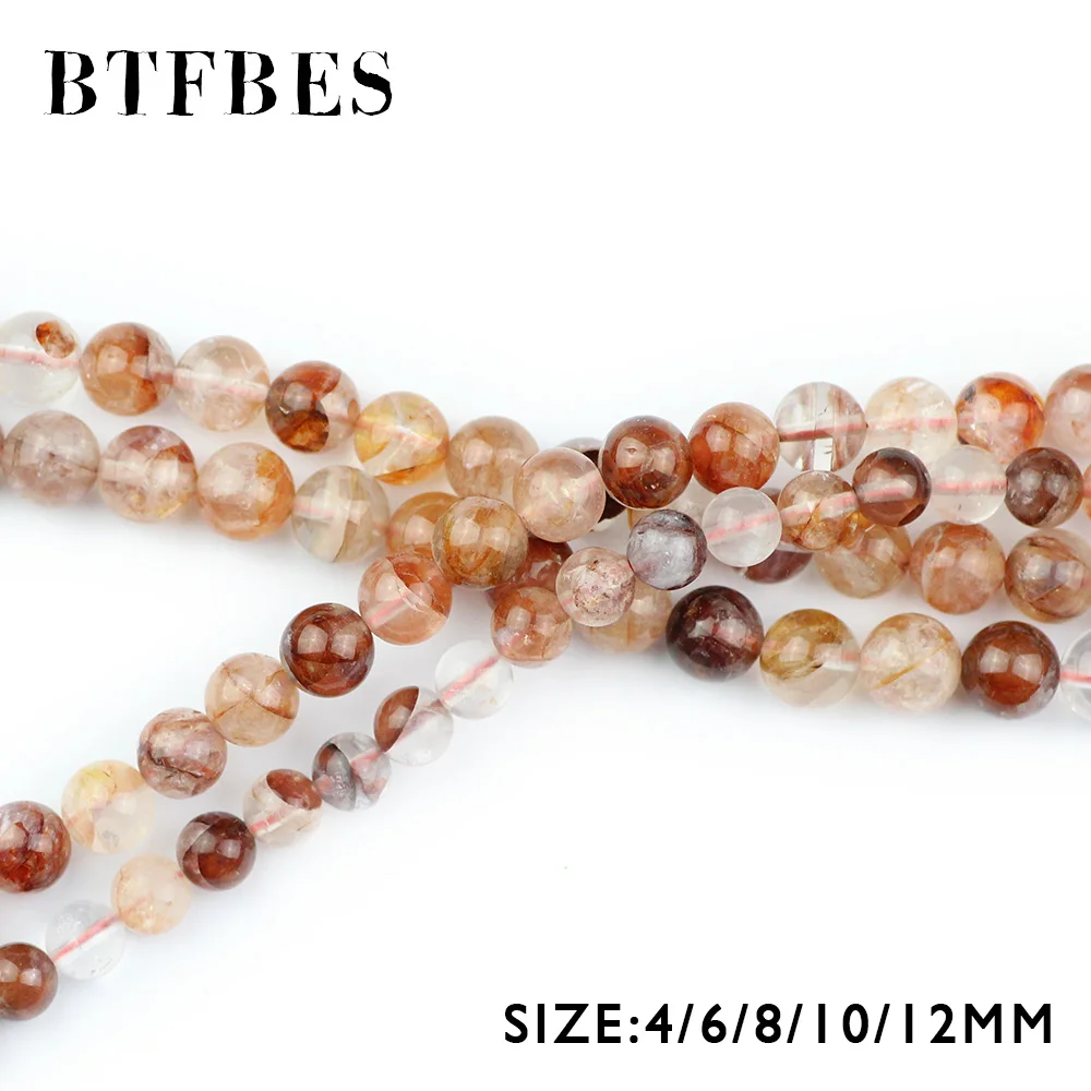 BTFBES Natural Red Quartz Crystal Hong Kong Imports Stone 6 8 10 12MM Round Colot Loose Bead For Jewelry Bracelet Making DIY | Украшения и
