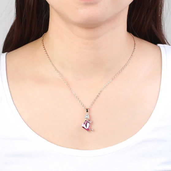 Нежное ожерелье с подвеской в виде цветка розы и сердца 100% кристаллов от Swarovski