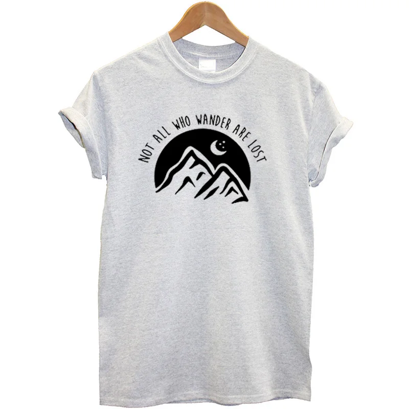 Женская футболка с принтом горы и Луна от бренда Besikom белая забавным графическим