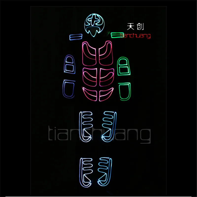 TC-126 RGB одежда полноцветный СВЕТОДИОДНЫЙ Красочный Свет Робот костюмы мужская