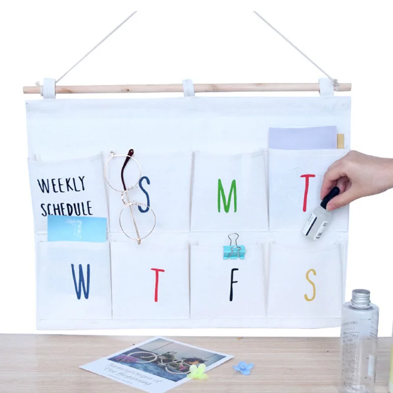 Настенная сумка для хранения подвесной органайзер косметики и мелочей 8 карманов