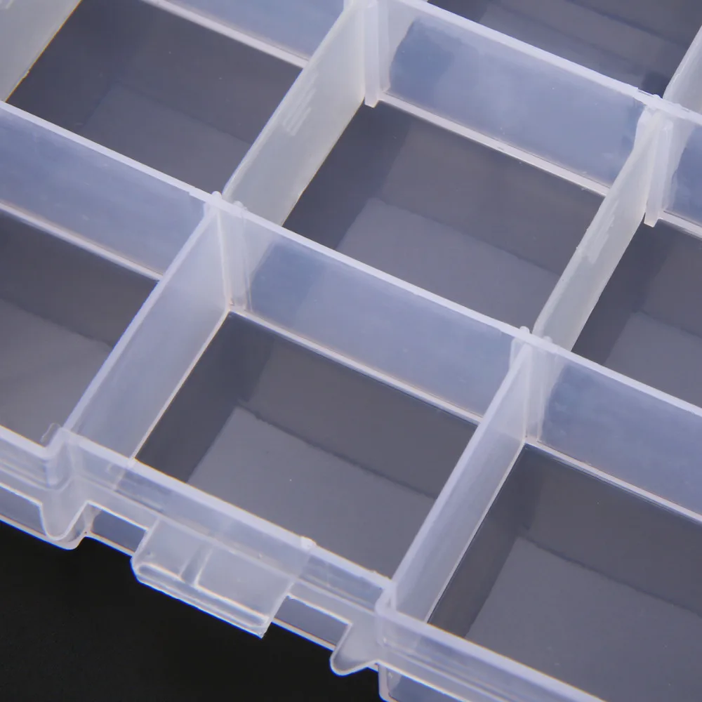 New 15 Compartment Plastic Nail Storage Container Transparent Nail Art Equipment Nail Storage Box Organizer Container Case