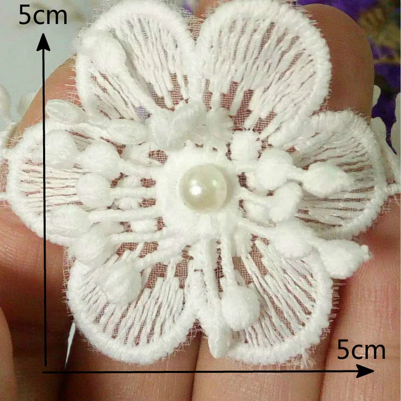 10x White Heart Flower Embroidered Lace Trim Ribbon Applique Sewing Craft Crochet Vintage Wedding Bridal Dress Clothes 5CM | Дом и сад