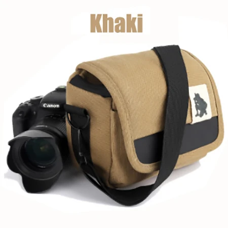 DSLR сумка через плечо для камеры weivepro, Холщовая Сумка для зеркальной фотокамеры, чехол для объектива, противоударные сумки для цифровой камеры для Olympus PEN PEN-F E-PL8 - Цвет: Khaki