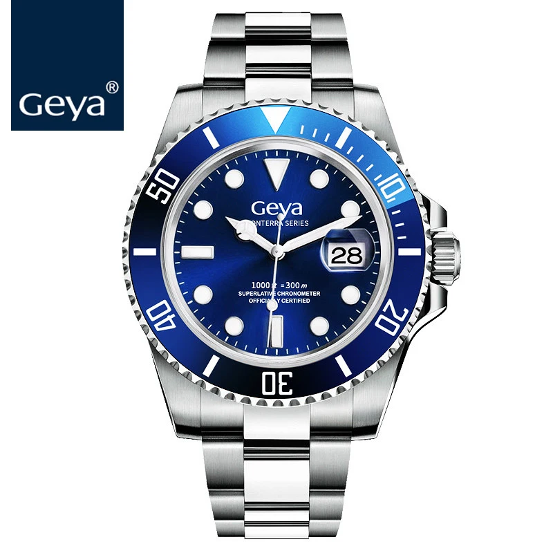 Geya Miyota мужские часы Submariner Diver RLX люксовый бренд Мужские часы зеленый светящийся сапфир автоматические механические наручные часы