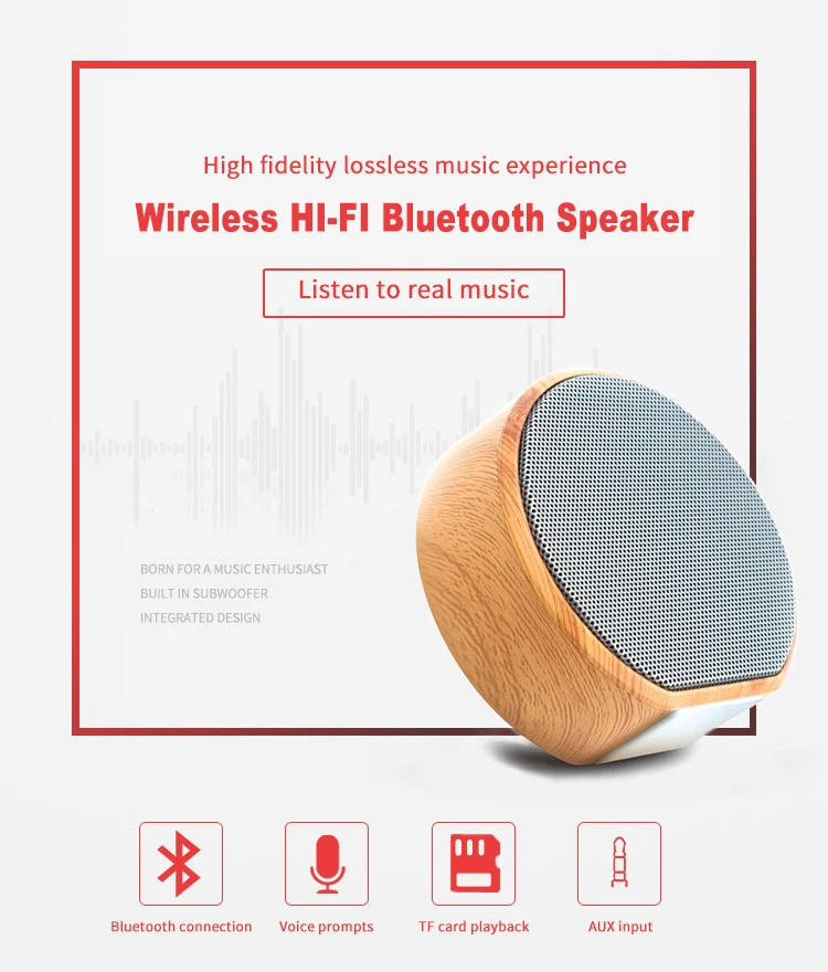 Деревянные зерна беспроводной Bluetooth динамик портативный мини сабвуфер аудио подарок стерео громкий динамик звуковая система Поддержка TF AUX USB A60