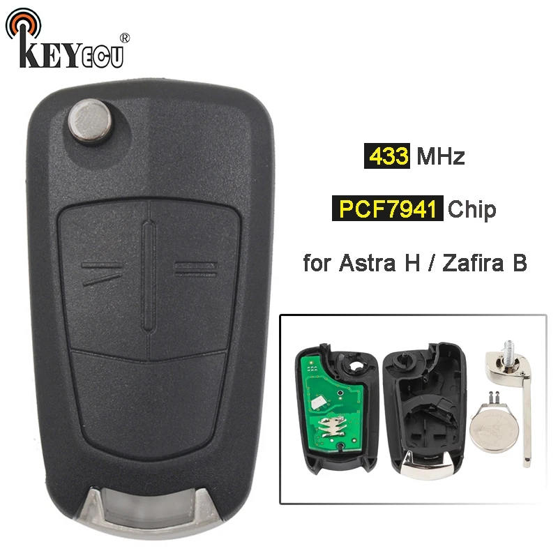 KEYECU 10x433 МГц PCF7941 замена чипа 2 кнопки дистанционный ключ брелок от машины для Vauxhall