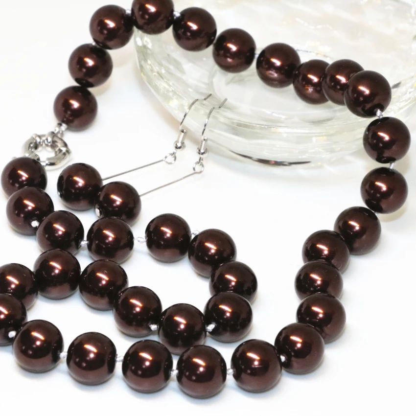 Имитация жемчуга ракушка европейский и американский стиль шоколад 12 мм круглые