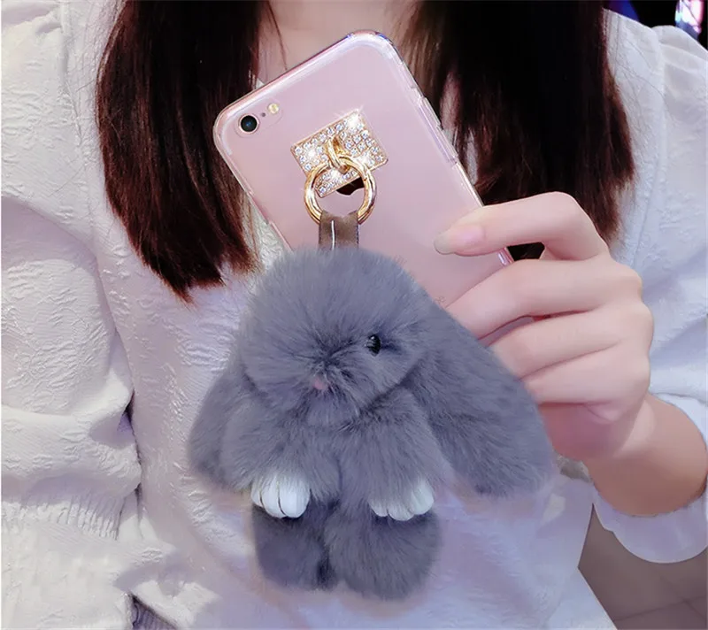 Милый мягкий 3D чехол для телефона с плюшевым пушистым кроликом Samsung S6 S7 S8 S9 S10 S20 S21
