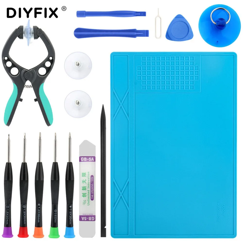 Набор инструментов DIYFIX 14 в 1 отвертка для открытия телефона Силиконовая накладка