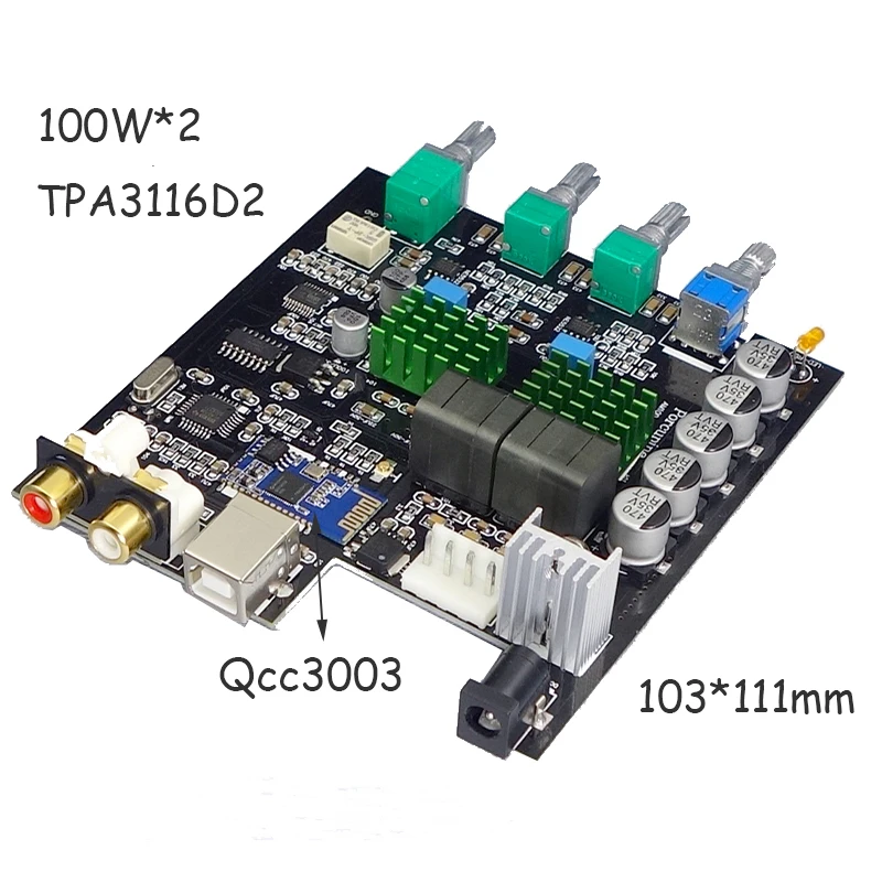 TPA3116D2 Bluetooth 5 0 цифровой усилитель мощности Qcc3003 100 Вт * 2 стерео аудио PCM5102A сабвуфер