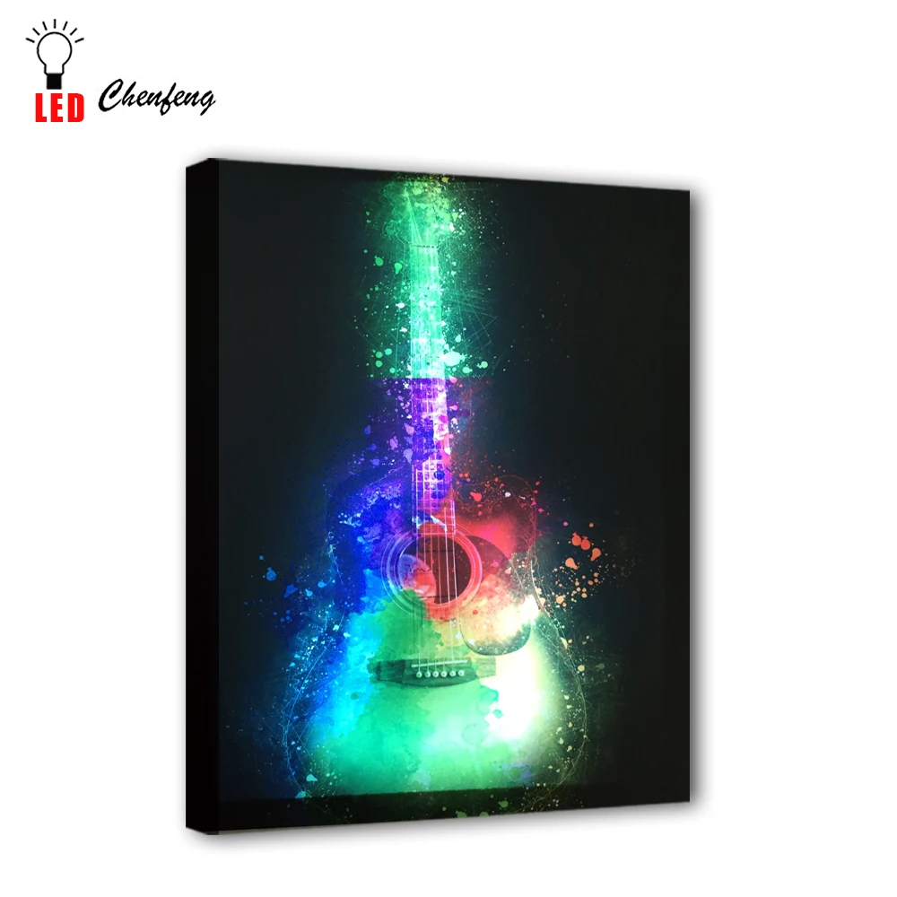RGB Led холст настенные декоративные роялти красочные гитары музыка натюрморт картина холст печать с подсветкой живопись светильник подарок